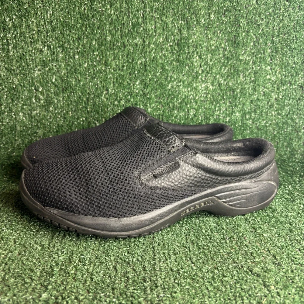 Merrell Encore Bypass Mesh Leather Slip On Comfort Clog Mules Black Mens Size 11